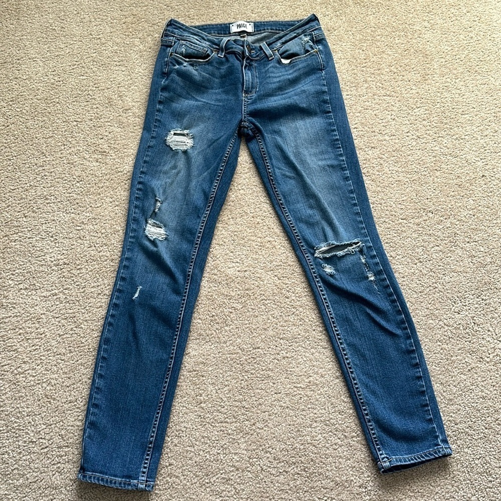 PAIGE Verdugo Mid Rise Ultra Skinny Distressed Ankle Jeans Women’s Size 28